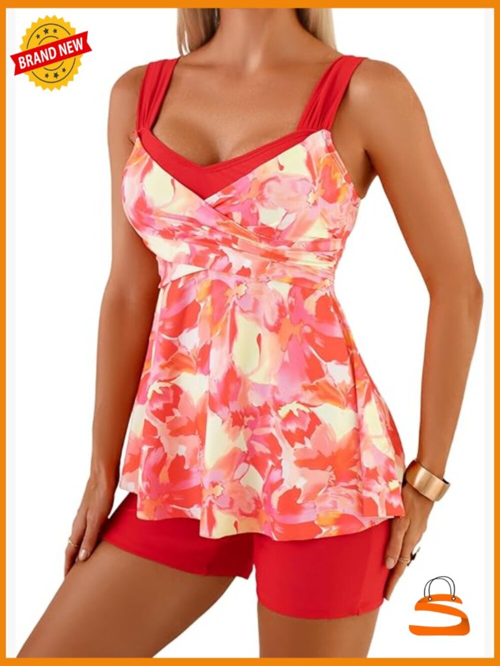 Tankini Swimsuits Tummy Control Two Piece Modest Bathing Suit with Boyshorts